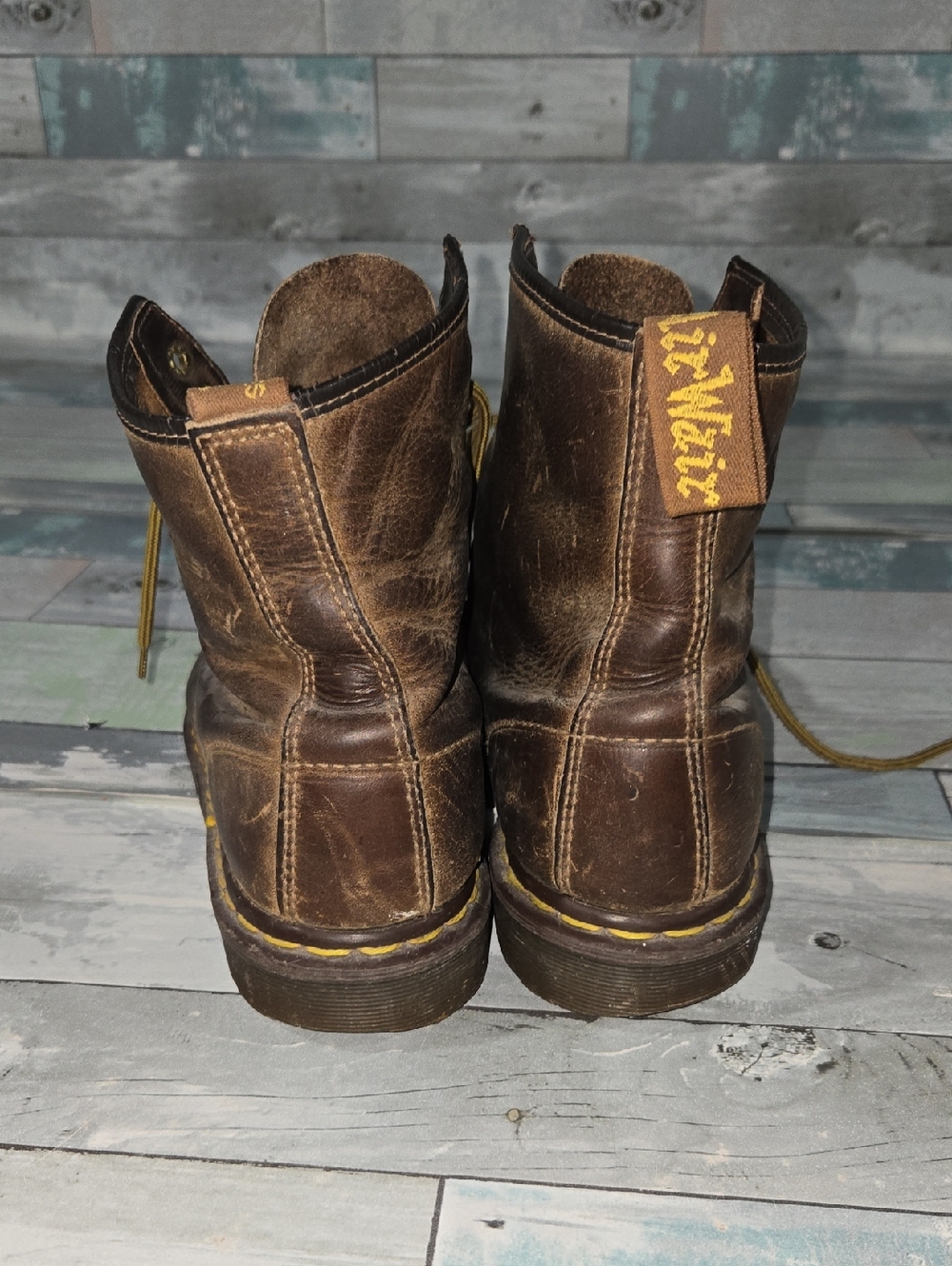Vintage Dr Martens Brown Leather Lace-Up Work Boots Sz 10 - Picture 3 of 9